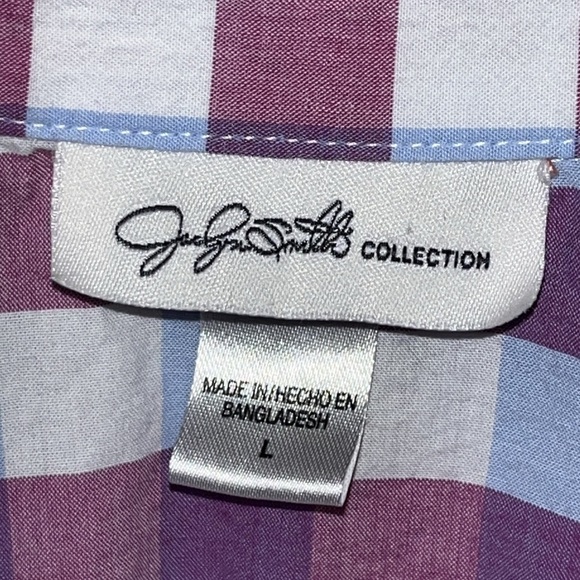Jaclyn Smith Button Down Shirt Blue & Purple Gingham Women’s Large L - Picture 3 of 7
